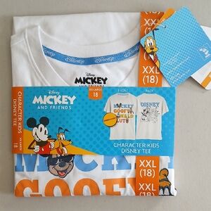 Disney Mickey & Friends Kids Tee - White & Orange & Blue, XXL (18)
